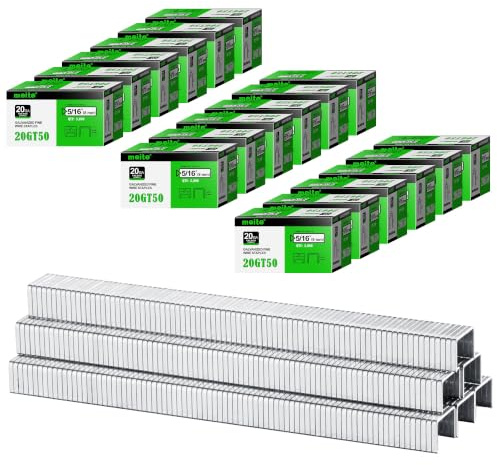 meite T50 140 Staples 8 mm, Galvanised 10.5 mm Crown 100,000 Pcs - 20 Boxes | 1 Case - 20 Boxes, Each Pack 5,000 Pcs Heavy Duty T50 140 Type G Staples for Staple gun for Upholstery, Furniture