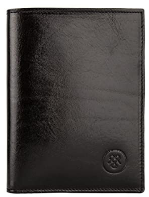 Maxwell Scott - Luxuriöse, schlanke Herren- Leder Brieftasche - Handgefertigt aus italienischen Vollnarbenhäuten - The Salerno Schwarz