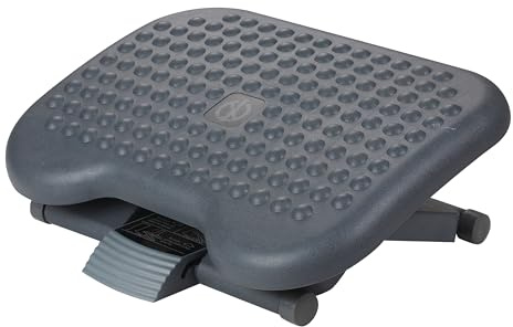 Q-Connect Premium Fußstütze aus Kunststoff / 3 Höhen Verstellbar 11 x 14 x 17 cm/Ergonomische Fußstützen Fußablage/Schwarz