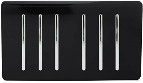 Trendi Artistic Modern Glossy 6 Gang 2 Way Rocker Double Plate Tactile Light Switch in Black