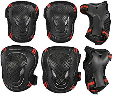 FakeFace Liying Neu Damen Herren Protektoren Set 6pcs Knieschoner Ellenbogenschützer Handgelenkschoner für Kinder und Jugendliche