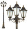 Außenleuchte Hongkong Frost, Kandelaber in antikem Look, Aluguß in Braun/Gold mit Milchglas-Scheiben, 3-armige Wegeleuchte, höhenverstellbar, Retro/Vintage Gartenlampe, E27, IP44, ohne Leuchtmittel