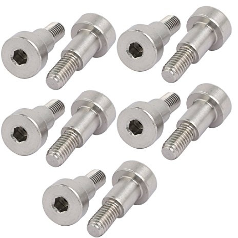 Sourcingmap 10pcs 304 Stainless Steel Hex Socket Shoulder Bolt 8mm Shoulder Dia 10mm Shoulder Length M6 Thread