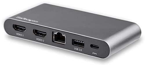 StarTech.com USB C Dock - 4K Dual Monitor HDMI Display - Mini Laptop Docking Station - 100W Power Delivery Passthrough - GbE, 2-Port USB-A Hub - USB Type-C Multiport Adapter - 3.3' Cable (DK30C2HAGPD)