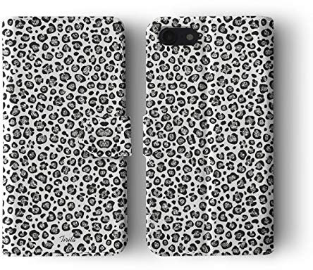 Tirita Wallet Leather Flip Phone Case Compatible with iPhone 7 Plus & 8 Plus PRINTED GLITTER, NOT REAL GLITTER Animal Print Wild Cats Leopard Jaguar Skin Sequin Effect