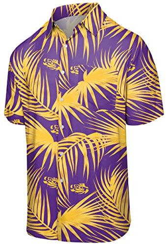 FOCO NCAA LSU Tigers Herren Hawaii-Hemd, knöpfbar, Team-Farbe, XL