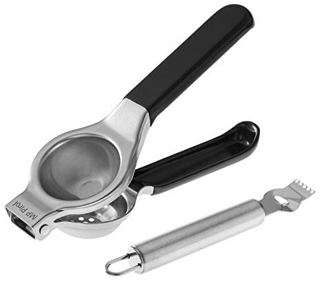 MP Pirol Exprimidor de limones manual fabricado en acero inoxidable con mango ergonómico y raspador de limones