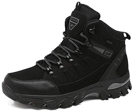WOWEI Wanderstiefel Wanderschuhe wasserdichte Outdoor Sportlich Gleitsicher Bequem Leicht Bergstiefel Trekking Schuhe Damen Herren Wanderhalbschuhe, Schwarz-1, 39 EU