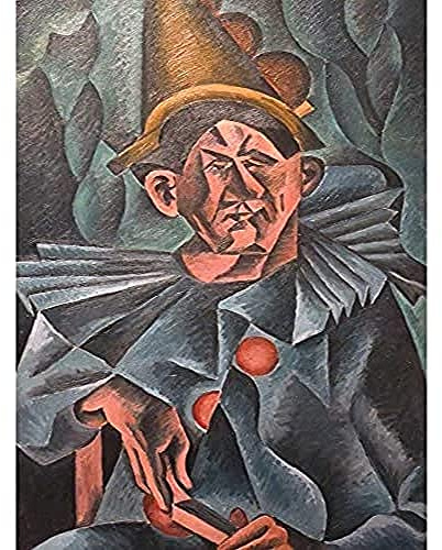 Fine Art Prints Kubista Pierot Pierrot Clown Kubismus Gemälde Kunstdruck Leinwand Premium Wanddekoration Poster Wandbild