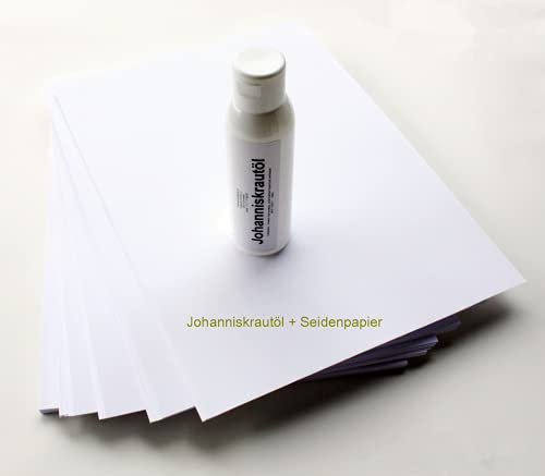Set - 250ml Johanniskrautöl + 100 Blatt Seidenpapier (37,5 cm x 50,0 cm) für Dorn Methode/Breuß Massage