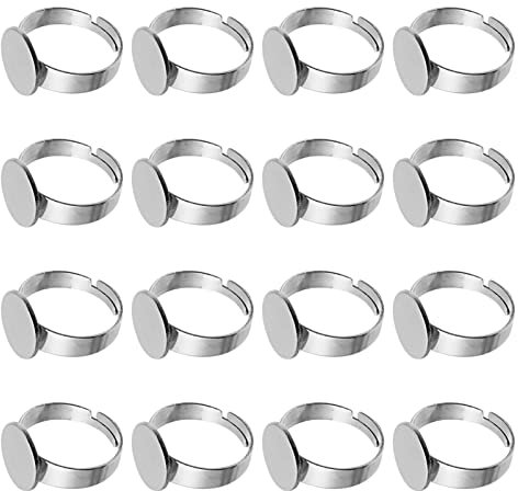 Healifty 20pcs 12mm Ringrohling Basen Edelstahl Cabochon Ring Lünette Rohlinge für DIY Schmuck Machen Silber