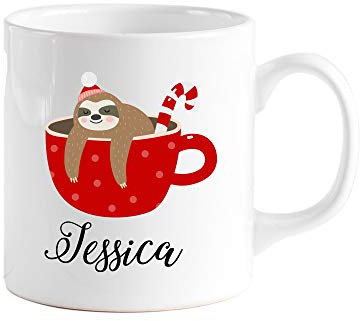 Personalised Cute Sloth Christmas mug with name/Christmas Gift for her/Xmas mug/Christmas gift Coffee Mug