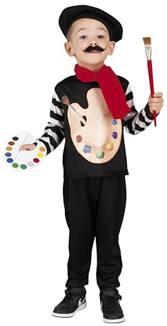 PRESTIGE & DELUXE Costume Vestito Carnevale Piccolo Pittore Artista Taglia 0 2 4 Anni (1-2 Anni: Altezza Bimba/o 92 cm)