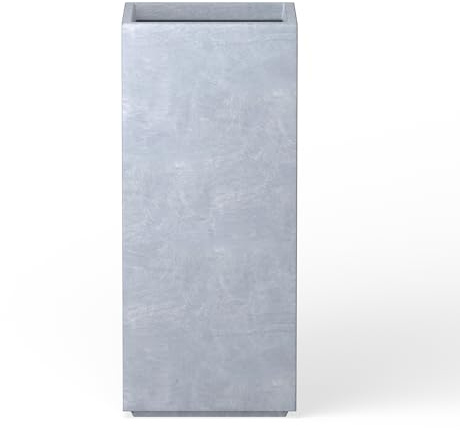 Kante Rechteckiger Beton-Übertopf mit Ablaufloch und Gummistopfen für drinnen und draußen, 60 cm, Schiefergrau