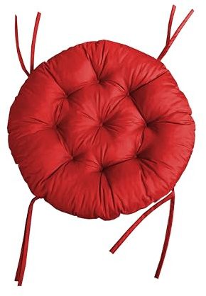 chilly pilley Papasansessel Rundkissen RundRattansessel Auflage Sesselkissen Gartenkissen Sitzkissen Garten Kissen Gesteppt mit Schlaufen (60cm, Rot)