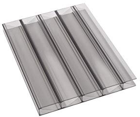Stegplatte aus Polycarbonat Halgelsicher!, 16mm stark, graphit anthrazit grau, Steg 2 Fach, 16/32/W Premium Longlife Qualität 980mm x 2500mm
