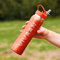eBuyGB Personalised Water Bottle with Flip Straw for School, Nursery, Gym - Reusable BPA Free 800ml Stainless Steel Sports Drinks Travel Bottle Cup for Children, Adults - Any Name or Text (Orange)