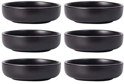 Cabilock Lot de 6 mini ramequins à sauce en porcelaine de style simple pour la maison, le restaurant (Noir)