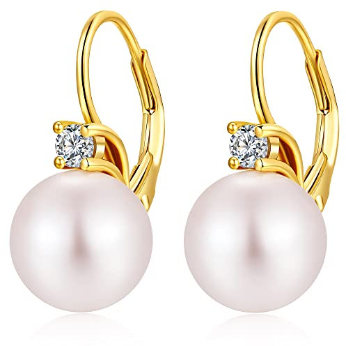 jiamiaoi Perlenohrringe Hängend Gold Ohrringe Damen Ohrringe Gold Perle Echte Perlenohrringe Hängend Damen Perlen Ohrringe Hängend Damen Gold Ohrringe Perlen Creolen mit Perlen Ohrhänger