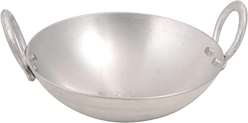 Wok Kadai Kadhai Karahi - Olla de aluminio para freír y cocinar (30,48 cm)