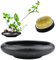 CRAFFANCY Blumenarrangement Zubehör Set, Ikebana Schale Japanisch Vase, Tiefe, Runde Keramik Ikebana Blumenvase mit 5 cm Kenzan Blumenfrosch für Blumenarrangement, Heimdekoration, Schwarz Gepunktet