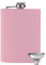 Edelstahl Flachmann und Trichter Frauen Flachmänner Klein, Morandi Color Mini Flachmann, Tragbar Edelstahl Flachmann Zum Wandern, Klettern, Angeln, Camping, 235Ml(8Oz), Rosa