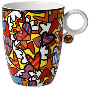 Goebel Romero Britto Kaffeebecher aus Fine Bone China All We Need is Love - Pop Art, Maße: 9,5cm x 13cm x 11cm, 66-452-84-1