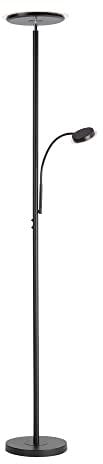 SellTec LED Stehlampe dimmbar, Deckenfluter mit Leselampe, schwarz - moderne Stehleuchte, Lesearm verstellbar, warmweißes Licht Wohnzimmer, Büro Schlafzimmer,