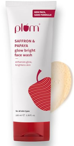 Plum Saffron & Papaya Glow Bright Face Wash | Enhances Glow & Brightens Skin | With Vitamin B5 | Fights Dull Skin | Non-Drying, Gel-Based, Sulphate-Free Face Wash | For All Skin Types | 100% Vegan