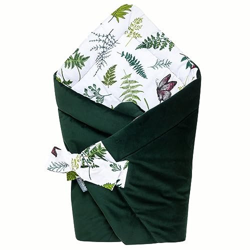 Bellochi 2in1 Baby Einschlagdecke Babyhörnchen - 75 x 75 cm - Samt und Baumwolle Wickeldecke - für Kinderwagen, Babybett oder Kindersitz - Ganzjährig - Nature