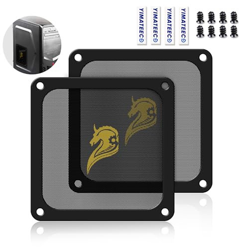 YIMATEECO 120mm Fan Dust Filter PC for Computer Cooler/PSU/Routers PVC 50 Mesh, Magnetic Frame Dustproof PC Case Cover Fan Grills (PVC Gentleman, 120 * 120mm, 2pcs, Black)