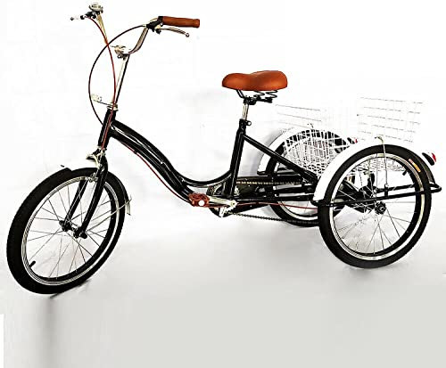 20-Zoll-Dreirad für Erwachsene, 3 Räder, Cruiser-Fahrrad mit Einkaufskorb, Senioren-Trike-Fahrradpedal für Sporteinkäufe im Freien