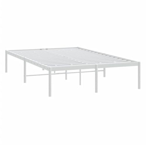 vidaXL Bettgestell, Bett Doppelbett Metallkonstruktion, Metallbett für Schlafzimmer, Bettrahmen mit Lattenrost, Metall Weiß 120x200cm