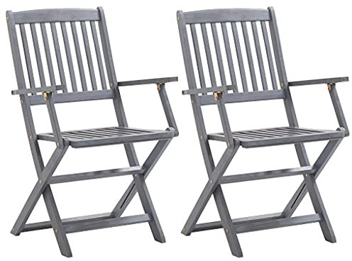 SHUJING Klappbare Gartenstühle 2 STK. Gartenmöbel, Balkonstühle, Hochlehner, Balkonmöbel, Bistrostuhl, Garten Stühle, Sit Möbel, Armlehnenstuhl, Massivholz Akazie
