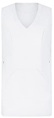 EXNER Delantal ajustable para medicina, limpieza, limpieza, blanco, negro, gris, azul, verde, rojo, rosa, beige, turquesa, en 2 tamaños (36-42) y (44-52), Blanco, I