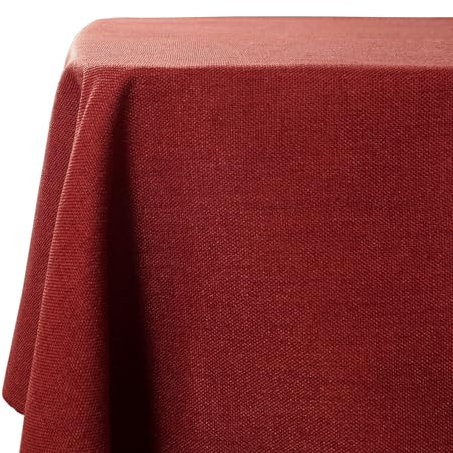 WAITER TREE Table Cloth 140x240 cm Rectangular Wipe Clean Table Cover, Red Faux Linen Wipeable Waterproof Tablecloth for Outdoor Picnic Dining Kitchen Party - Burgundy