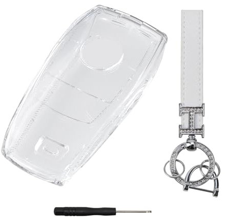 Autoschlüssel Hülle Kompatibel mit MB E Klasse TPU Transparente Schlüsselhülle Cover für C Klasse C260L GLC A200 S Klasse Schlüsselschutz Schlüsselcover mit Schlüsselanhänger