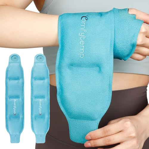 Comfytemp 2-Pack Wrist Ice Pack Wrap, Hot & Cold Therapy for Carpal Tunnel | Reusable Wrist Brace for Pain Relief, Thumb Hand Ice Pack, Gel Ice Packs for Injuries, Hand Pain, Tendon & Joint Stiffness
