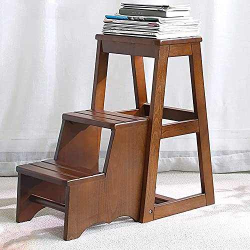 SZITW Klappbarer Tritthocker, 3-stufiger Tritthocker für Erwachsene und Erwachsene, Schrank-Tritthocker für Schlafzimmer, Schrank, klappbare Trittleiter aus Holz, Fußhocker, Blumenregal, Schuhbank