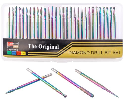 Mesee 30 Pieces Nail Drill Bits Set, Tungsten Carbide Electric Nail Files Colored Titanium Coated Drill Bit Burrs for Acrylic Gel Manicure Pedicure Nails Polish Cuticle Removal
