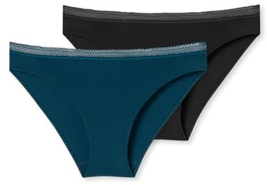 Schiesser Damen 2 Pack Slip Mit Spitze - Cotton Mix Unterwäsche, Sortiert 10_180073, 42 EU