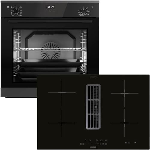 Oranier Backofen Set EBS420 Einbau autark - 9 Funktionen & Induktionskochfeld 80 cm mit Kochfeldabzug KFA390-4 Kochzonen & Slider-Steuerung