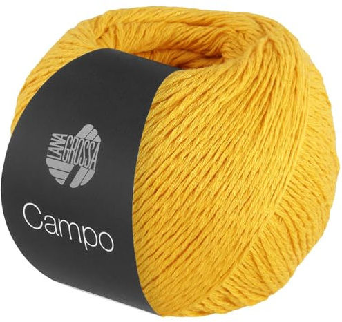 LANA GROSSA Campo | Feines, mehrfach verzwirntes Baumwoll-Mischgarn mit Struktur | Handstrickgarn aus 65% Baumwolle & 25% Viskose & 10% Leinen | 50g Wolle zum Stricken & Häkeln | 165m Garn FB 12