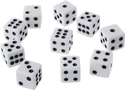 PULABO 10 Stück 16 mm Acrylwürfel Schwarz/Weiß 6-seitig Casino Poker Spiel Bar Party Würfel Zuverlässige Leistung tragbar
