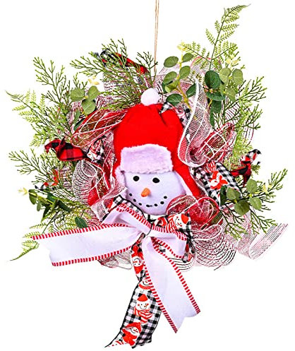 Künstlicher Schneemann-Weihnachtskranz, hängende Dekoration für Winter-Motto-Party, Hotel, Türdekoration, künstliche Weihnachtskränze