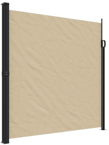 vidaXL Seitenmarkise, Sichtschutz Ausziehbar, Windschutz Sonnenschutz für Garten Balkon Terrasse, Seitenrollo Seitenwandmarkise, Beige 200x300cm