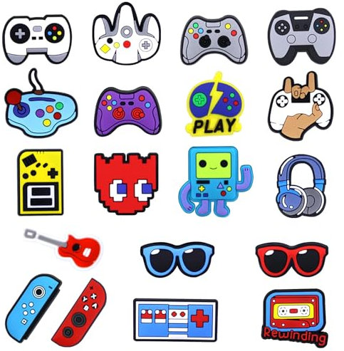 Alaxciax 20PCS Video Game Shoe Charms, Gamer Shoe Charms Gaming Shoe Charms Cartoon Cute Game Controller Shoe Decoration for Boys Teens Adult Men Shoe Sandals Party Favor Birthday