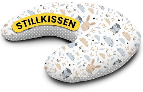 Amilian Stillkissen Klein - Stillmond - Nursing Pillow - Stillhörnchen - Kleines Stillkissen für Baby - Stillkissen Mond - Stillkissen unterwegs - Stillkissen Halbmond Polka Dot Paradies