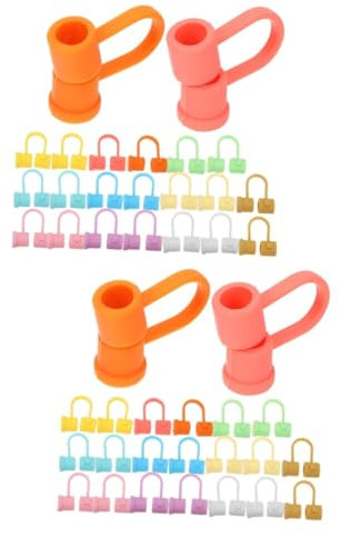 Garneck 48pcs Silicone Straw Tip Covers Reusable Drinking Straws for Boys and Girls Adults Party Travel