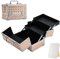Leeora&Leekoo Makeup Train Case Cosmetic Box Portable Makeup Case Organizer 2 Trays Makeup Storage with Mirror for Cosmetologist Aesthetic Supplies Nail Tech Traveling Makeup Box, Rose Gold, Simple